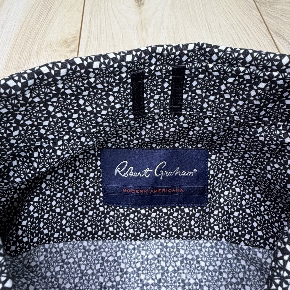 Robert Graham Mens Geometric Black Long Sleeve Dress Shirt XL Tailor Fit NWT - Picture 6 of 12
